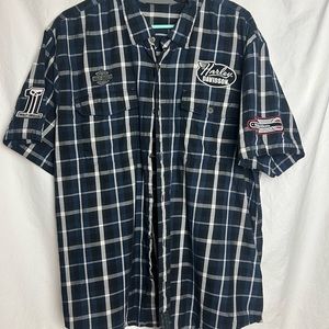 Harley Davidson Black , blue plaid shirt size 2XL